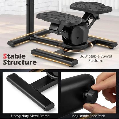 Dual-Function Twist Stepper  Waist Trimmer Platform with Handlebar & LCD Display