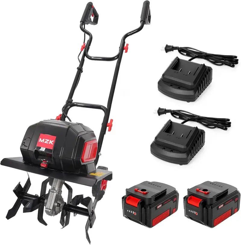 MZK 40V Cordless Garden Tiller  12-Inch Cultivator with Dual 4.0Ah Batteries & Fast Charger for Efficient Soil Loosening