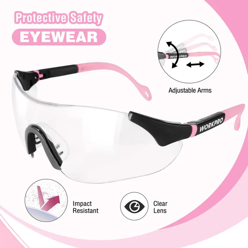 WORKPRO Kids’ Noise-Reducing Safety Earmuffs — Lightweight Hearing Protection, Pink Ribbon Design
