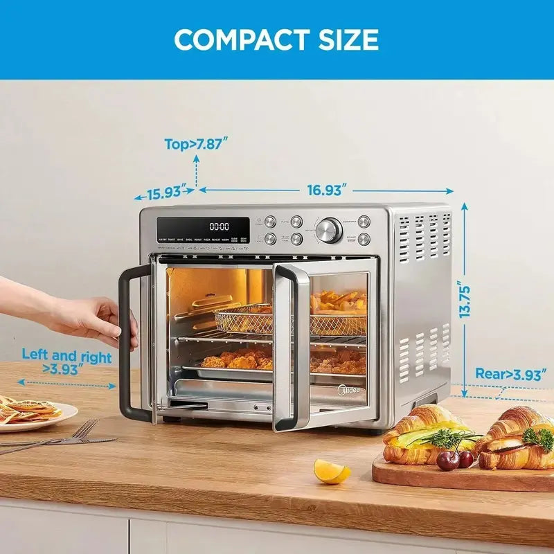 Flexify French Door Toaster Oven Air Fryer — 26.4 QT Extra-Large Countertop Combo with Digital Interface