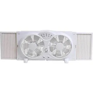 Genesis High Velocity 9-Inch Twin Fan with Adjustable Thermostat, Reversible Airflow, White