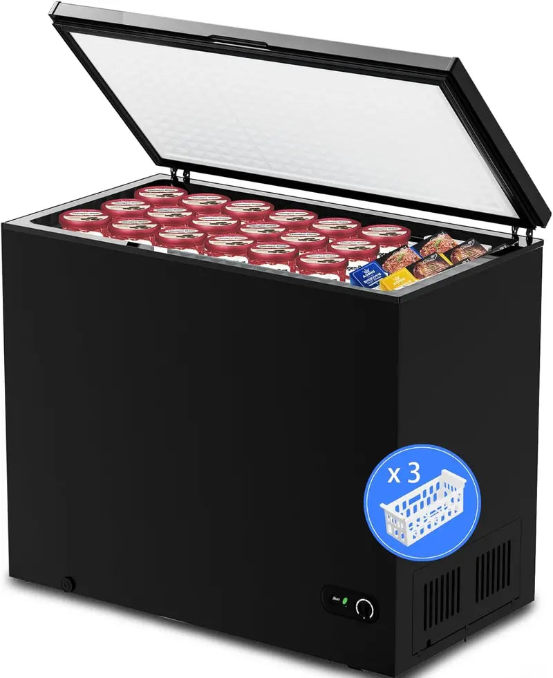 Kismile 3.0 Cu. Ft. Compact Top-Opening Chest Freezer with Dual Removable Baskets