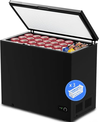 Kismile 3.0 Cu. Ft. Compact Top-Opening Chest Freezer with Dual Removable Baskets