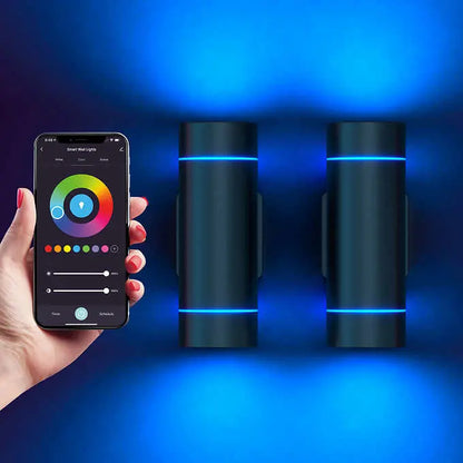 Atomi Smart WiFi Wall Sconces 2-Pack  WiFi Controlled, Easy Install