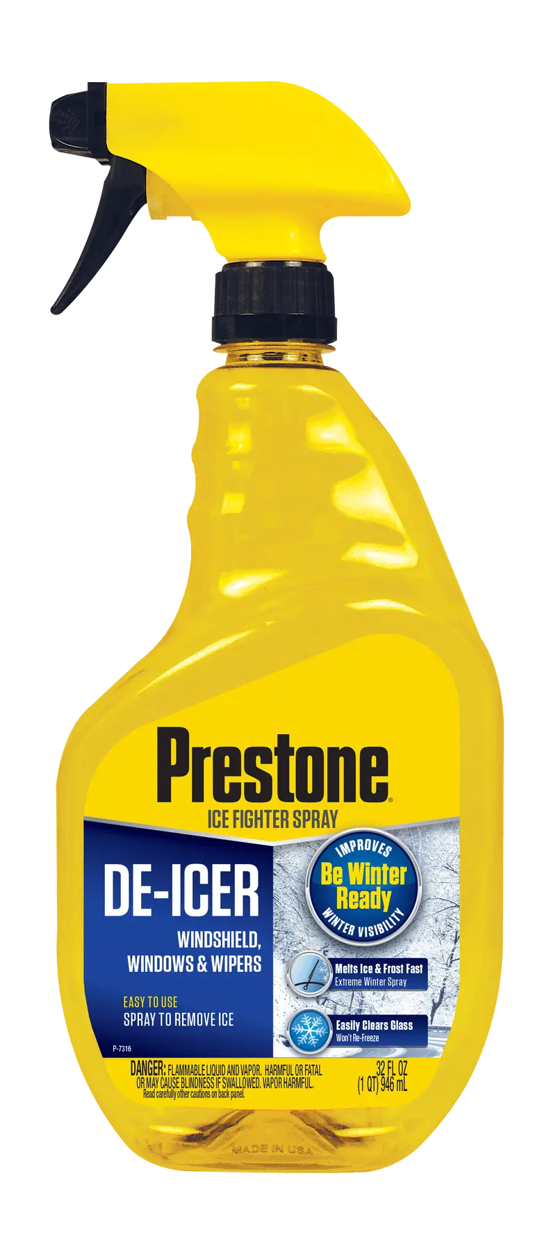 Prestone 32 oz Windshield De-Icer, High-Performance Ice Melting Formula