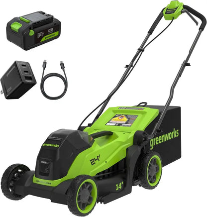 Greenworks 24V Cordless Brushless Lawn Mower Kit — Includes 4.0Ah Battery & Charger