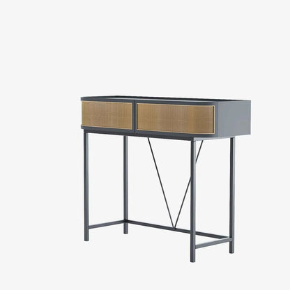 Table console noire avec tiroirs rotin tress , Daphn