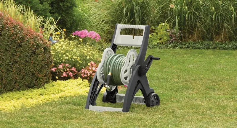 Suncast Hosemobile 175-Foot Wheeled Hose Reel Cart  Gray, All-in-One Storage & Mobility