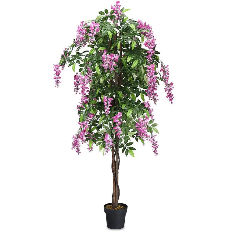 6-Foot Fake Wisteria Tree  Realistic Artificial Greenery in Nursery Pot for Home Decor