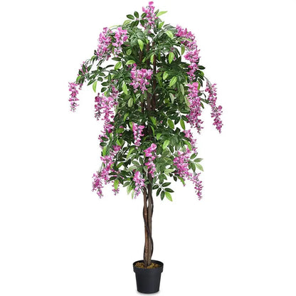 6-Foot Fake Wisteria Tree  Realistic Artificial Greenery in Nursery Pot for Home Decor