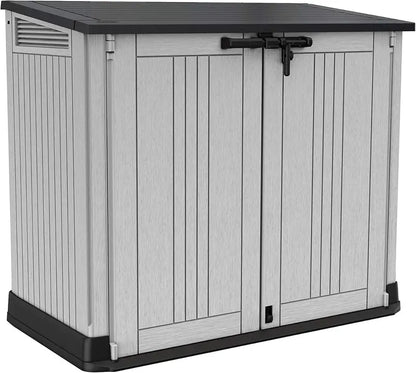 Keter Store It Out Nova Outdoor Storage Shed  Light Grey with Dark Grey Lid, 5-Year Warranty, All-Weather Rated