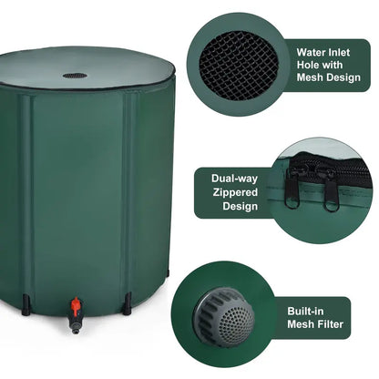 Collapsible Rain Barrel  Portable, Space-Saving Water Collection Tank for Gardens