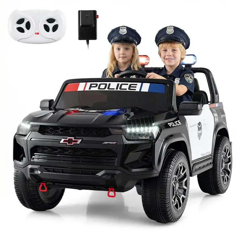 24V Licensed Chevrolet Police Ride-On Car for Kids  2-Seater Electric Vehicle with Remote, Siren, Megaphone & LED Lights
