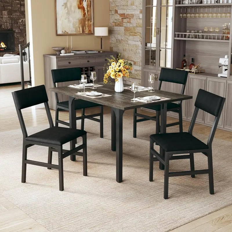 Rectangular Extendable Dining Table Set with Soft-Cushion Seating