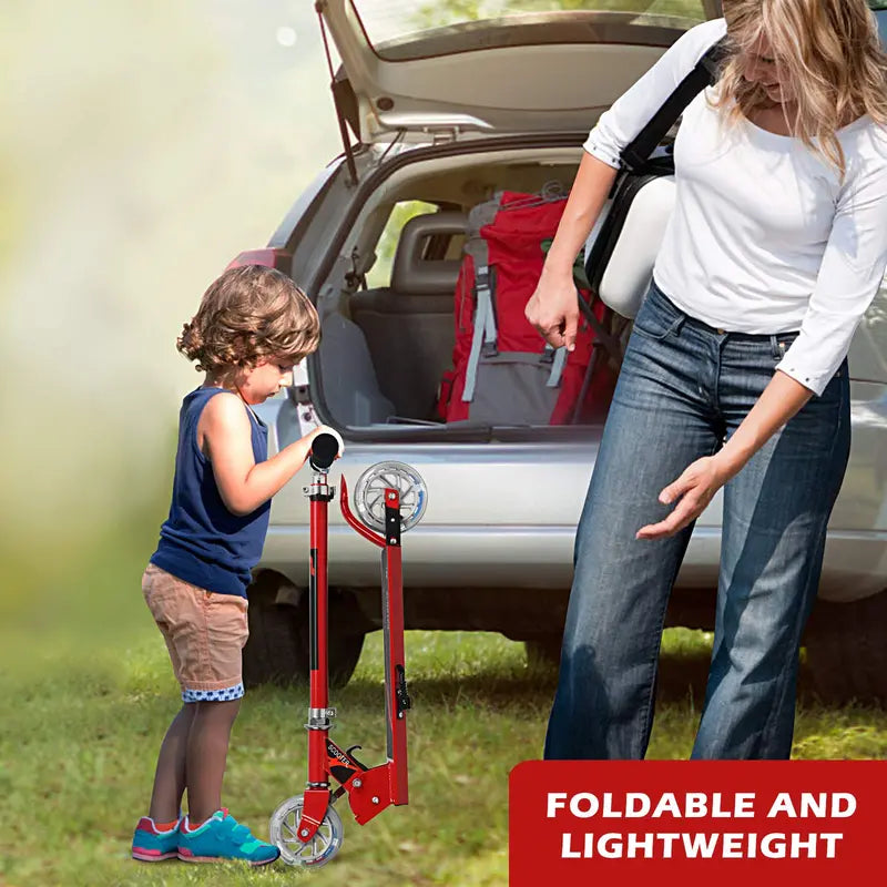 Kids’ Folding Kick Scooter  Aluminum Frame with Dual Flashing LED Wheels