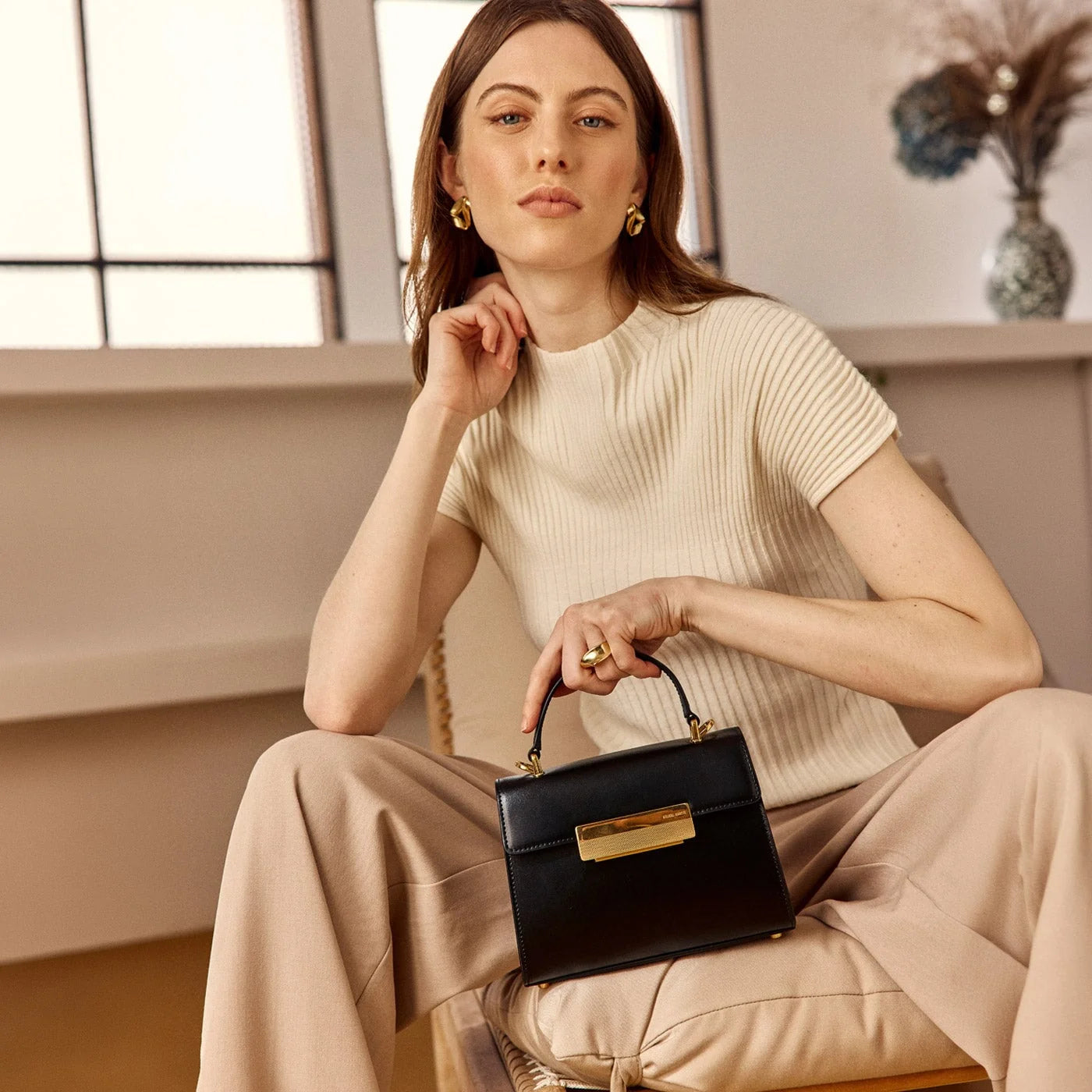 Mini Capucine - Cuir Box Noir