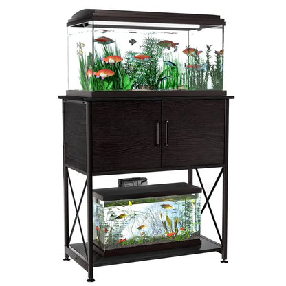 Herture Aquarium Stand for 20-29 Gallon Tanks, 2-Tier Steel & MDF, Black Finish, 30.7″x16.5″x31.88″, Supports 330 lbs