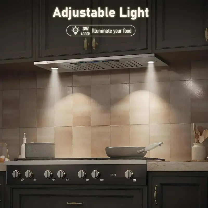 IKTCH 30″ Stainless Steel Plug-In Range Hood Offering 900 CFM Power and Built-in Lighting