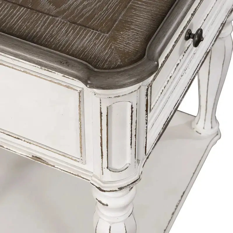 Magnolia Manor Nightstand with Antique White Finish and Classic Leg Design