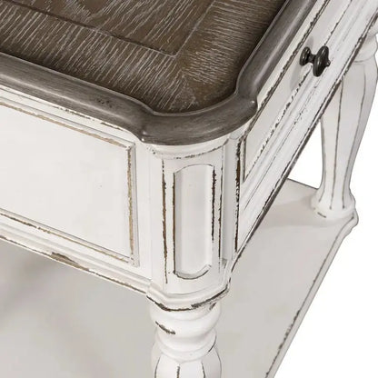 Magnolia Manor Nightstand with Antique White Finish and Classic Leg Design