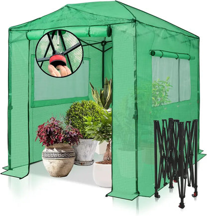 EAGLE PEAK 8 6 Portable, Heavy-Duty, Walk-in Pop-up Greenhouse, Indoor Outdoor Gardening Green House