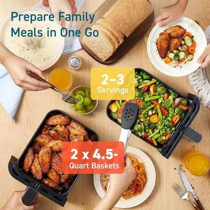 COSORI 9QT Dual-Basket Air Fryer  10-in-1 Smart Cooking for Balanced Family Meals