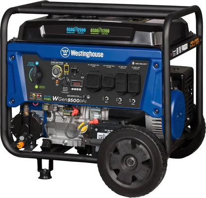 Dual-Fuel Portable Generator  12,500 Peak / 9,500 Running Watts, Remote Electric Start, CARB-Compliant Backup Power