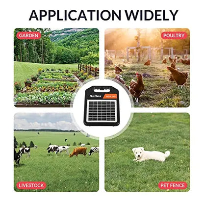 Andmon Solar-Powered Electric Fence Charger  0.11 Joule, Day/Night Mode, 2-Mile Coverage