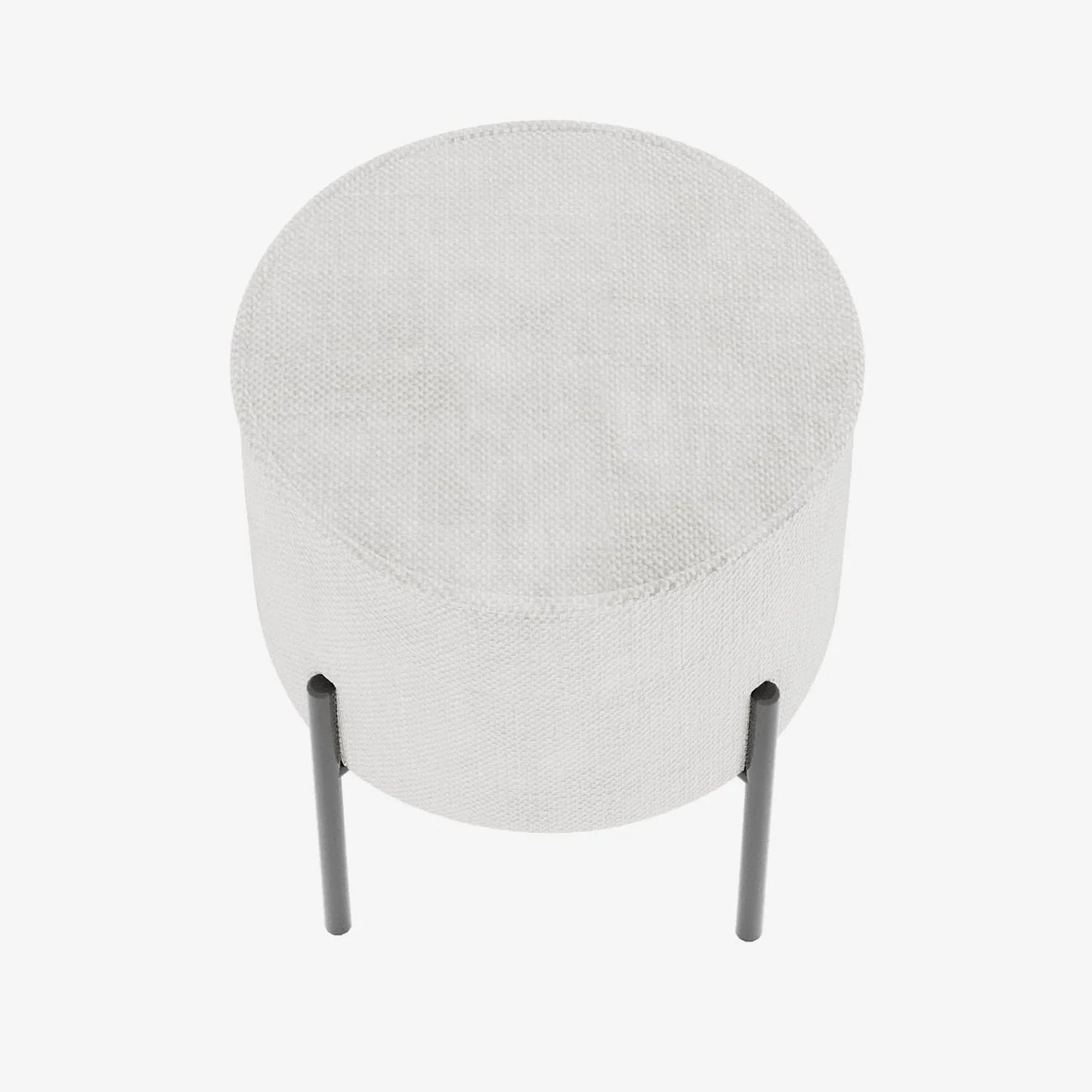 Abel   Pouf rond en tissu chenille blanc pieds en m tal