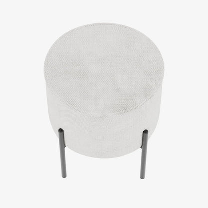 Abel   Pouf rond en tissu chenille blanc pieds en m tal