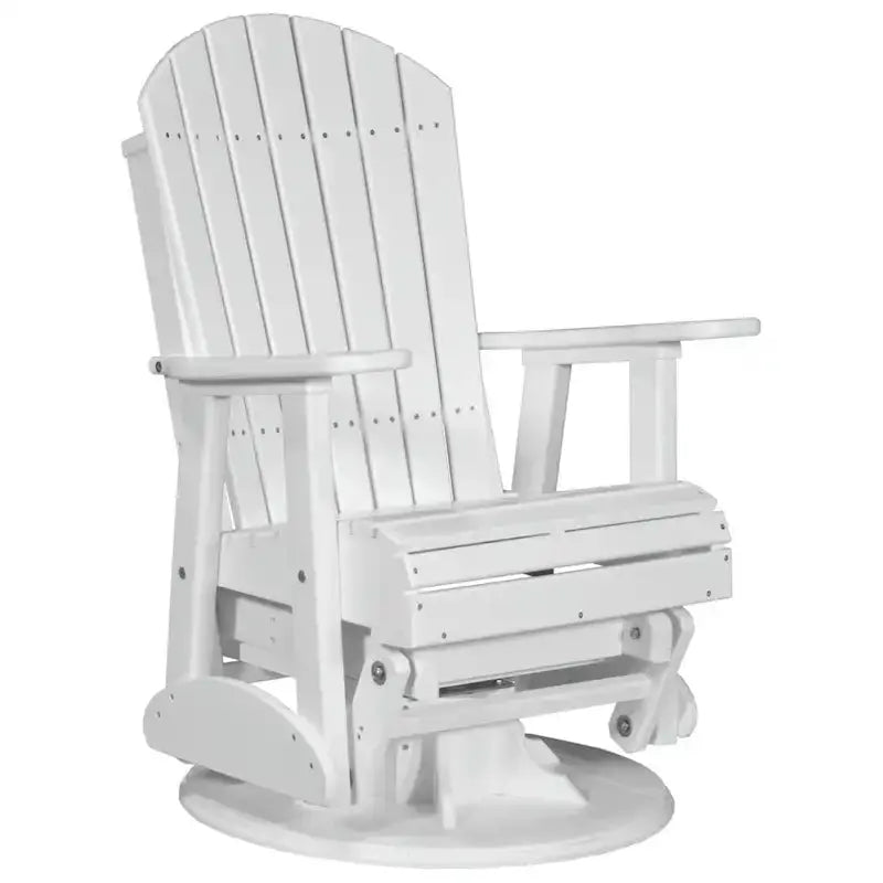 All-Weather Poly Lumber Adirondack Swivel Glider  Durable Outdoor Rocking Chair with Smooth Rotation