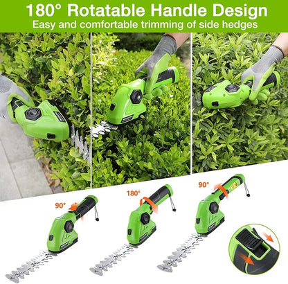 WORKPRO 7.2V Dual-Function Cordless Trimmer  Handheld Hedge Shear and Grass Trimmer in One