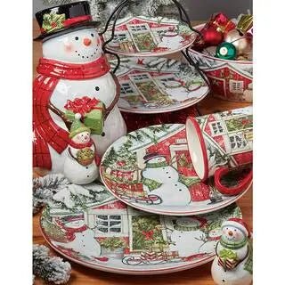 Certified International Snowman’s Farmhouse 16 oz. Multi-Colored Earthenware Beverage Mug (Set of 4) 37257SET4