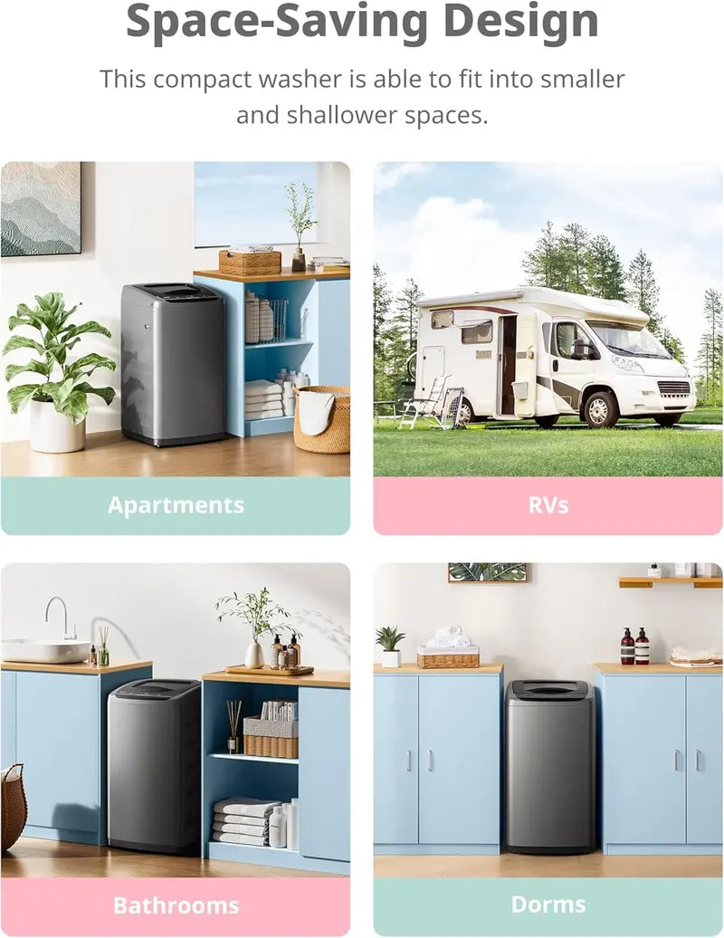 Comfee 0.9 cu.ft LED Portable Washer  Space-Efficient Full-Automatic Machine with 5 Wash Programs and Dual Rollers