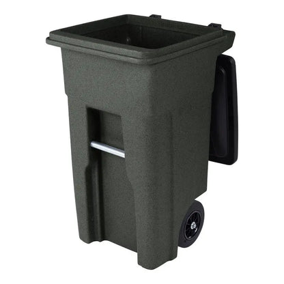 Toter 32-Gallon Greenstone Trash Can  Heavy-Duty Indoor/Outdoor Bin with Quiet Wheels, Hinged Lid, and Weather-Resistant Build