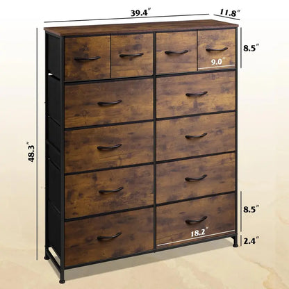 WLIVE 12-Drawer Tall Dresser for Bedroom Storage and Organization