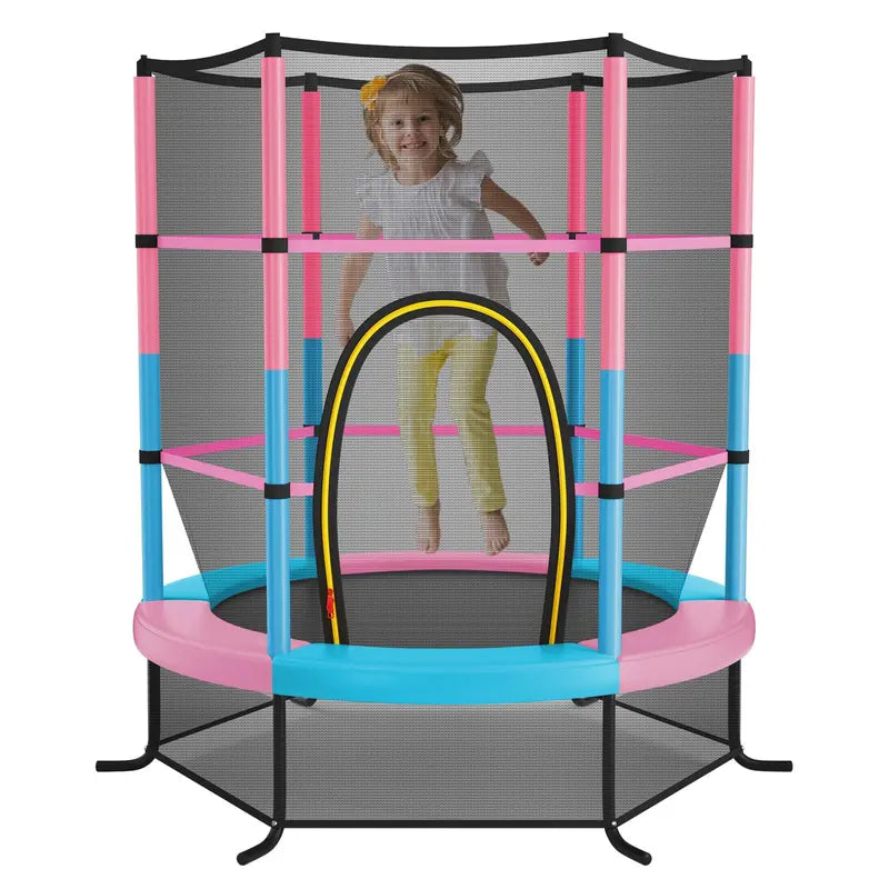 55-Inch Kids’ Trampoline  ASTM-Certified 4.6-Foot Toddler Bouncer with Safety Enclosure Net