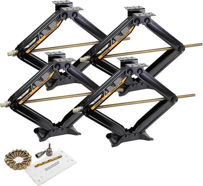 Libra 24″ RV Stabilizer Scissor Jacks, 6000 lbs, 4-Pack with Drill Sockets & Mounting Hardware