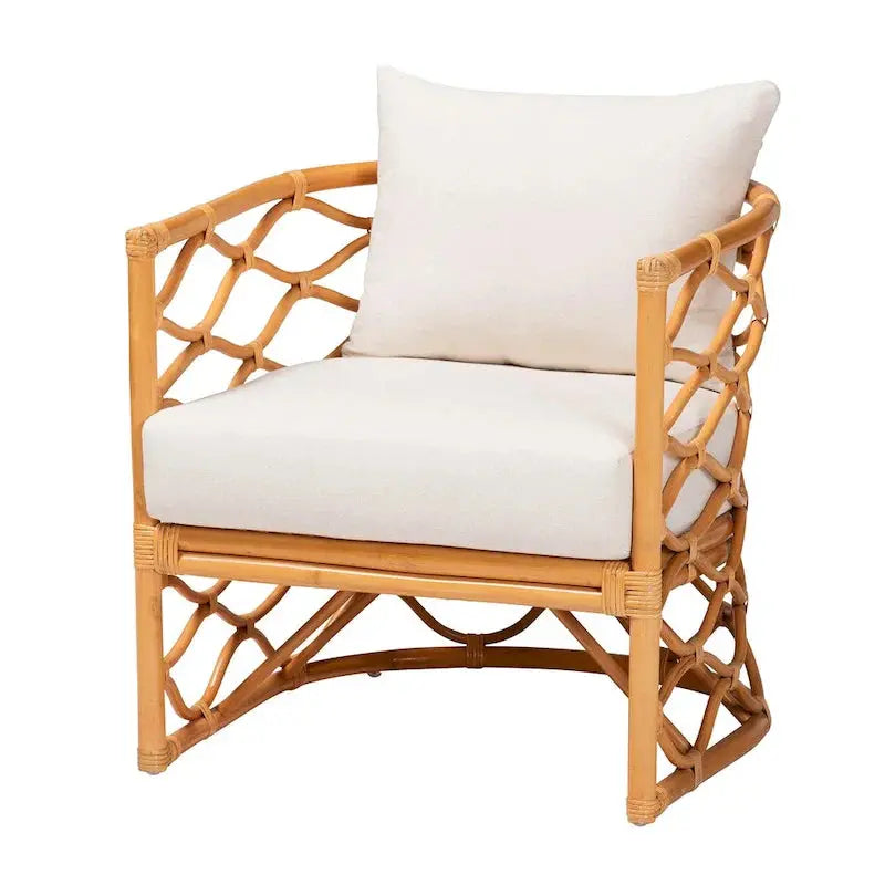 Acelynn Bohemian Rattan Armchair in Light Honey Finish