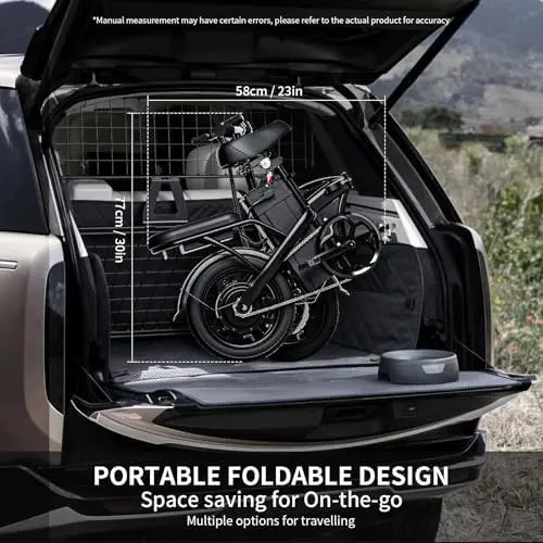 Folding Electric Bike for Adults  750W Motor, 20mph, 36V Removable Battery, 40-Mile Range, 14″ Wheels, Compact Foldable Ebike for Commuting