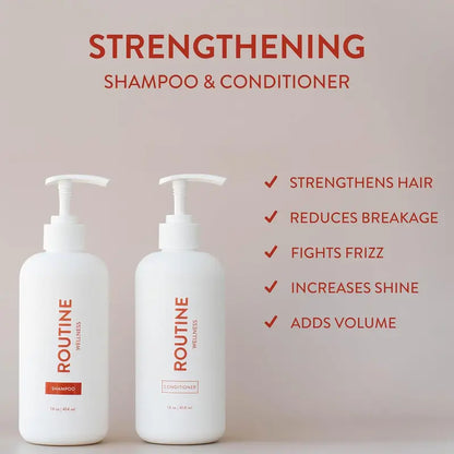 Routine Wellness Vegan Biotin Shampoo & Conditioner Set  Strengthens Hair, Rose Hips Scent, 14oz, Pack of 2