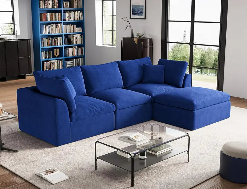 110-Inch Cloud Sectional Sofa  Modular L-Shape Living Room Seating with Deep Seats