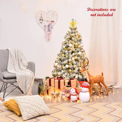 Adjustable-Size Pre-Lit Snow-Flocked Christmas Tree — Available in 4.5ft, 6ft, and 7.5ft Heights