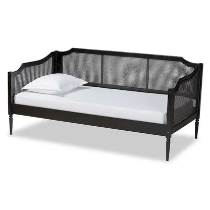Ogden Twin-Sized Mid-Century Modern Rattan Daybed with Synthetic Wicker Finish