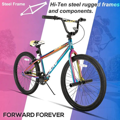Hiland BMX Bike 24-26″ Hi-Ten Steel Frame, Youth & Adult, 2 Pegs, Multi-Color Options