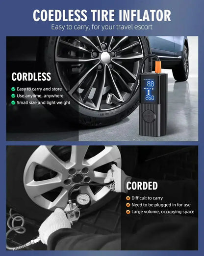 180 PSI Cordless Tire Inflator with LED Work Light and Auto-Shutoff Precision Gauge