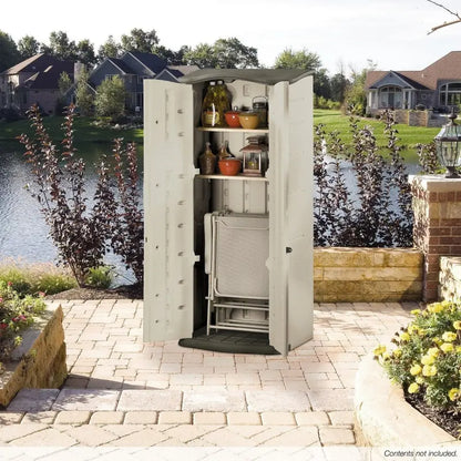 Rubbermaid Vertical Resin Outdoor Storage Shed  Weatherproof & Lockable
