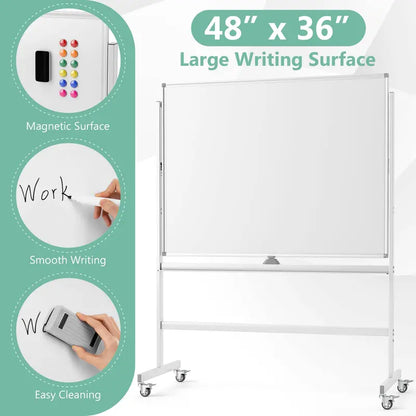 48″ x 36″ Double-Sided Magnetic Dry Erase Board  Includes Flipchart Functionality