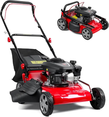 18-Inch 3-in-1 Self-Propelled Gas Lawn Mower  131cc Engine, 50L Grass Catcher, Heavy-Duty Yard Maintenance
