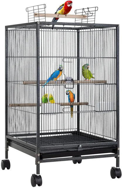 YRLLENSDAN Large Bird Cage for Parakeets, Heavy Duty 35 inch Height Bird Cages with Stand for Cocktails Parakeet Parrot Cage Birdcage for Parrots Conure Lovebird Cockatiel